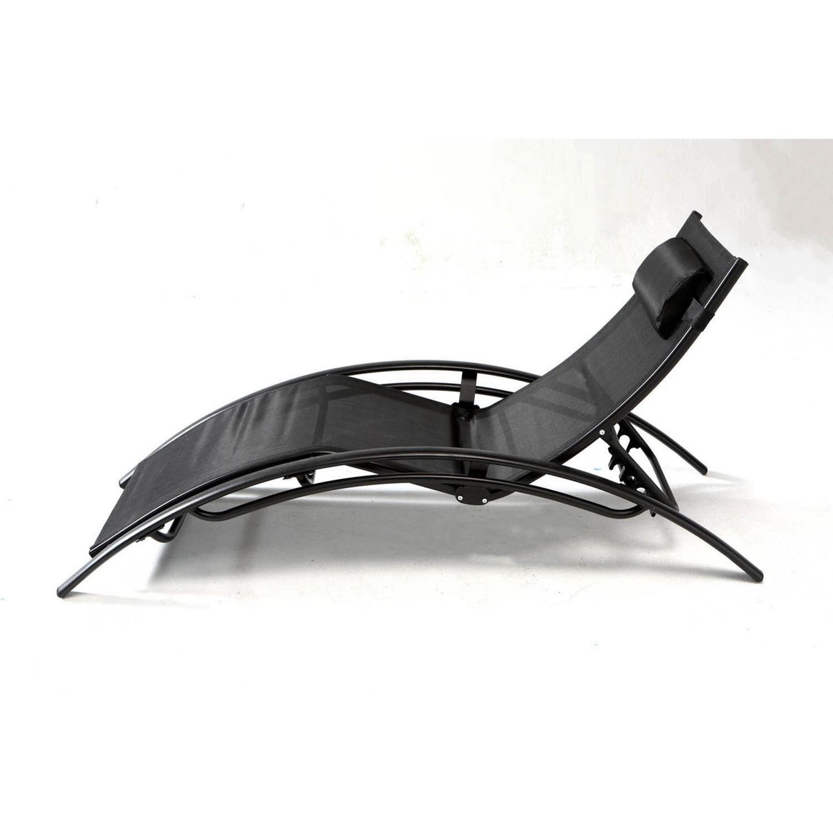 CONCEPT USINE Lot de 2 transats ajustables avec pieds en acier noir LIMEA