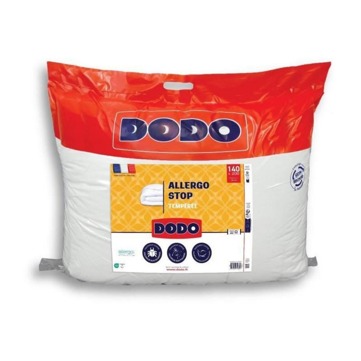 DODO DODO - Couette tempérée 300 g/m² - ALLERGO STOP - 140 x 200 cm - Blanc