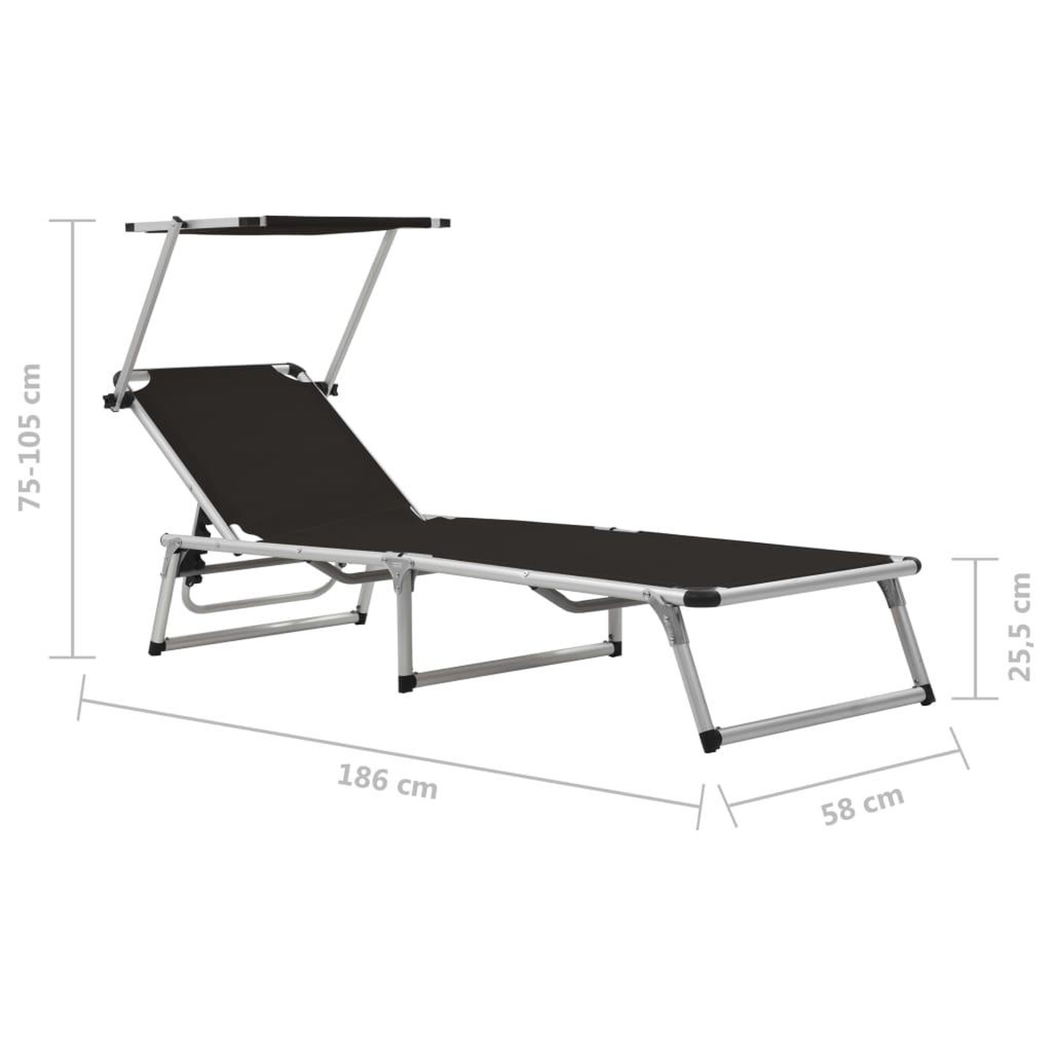 Voir la diapositive 6 : VIDAXL Chaises longues pliables et toit lot de 2 aluminium textilene