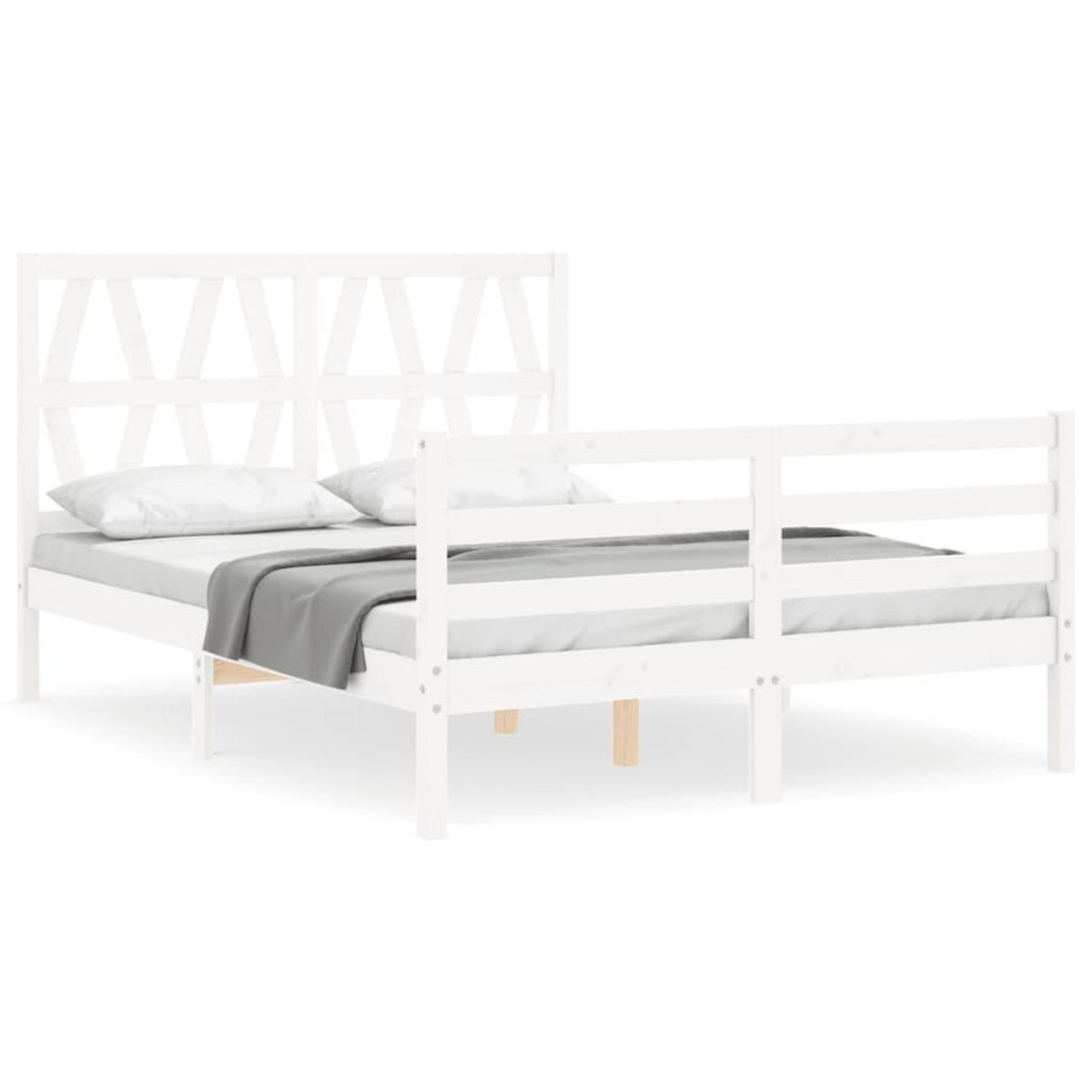 VIDAXL Cadre de lit sans matelas blanc 140x190 cm bois massif
