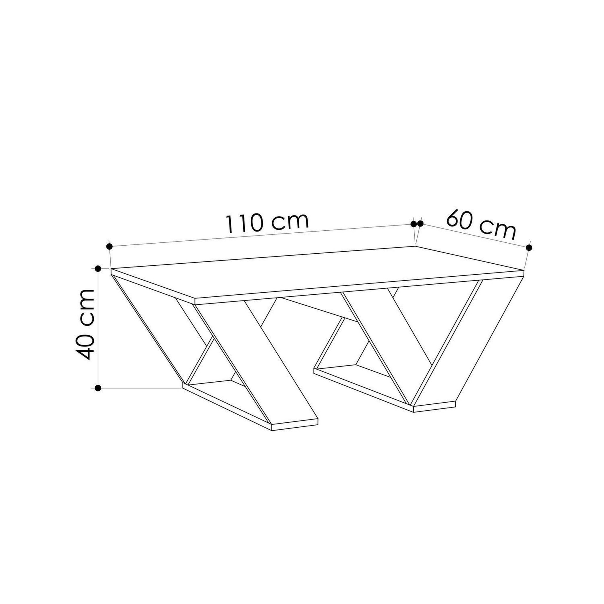 Voir la diapositive 3 : TOILINUX Table basse design Pipra - L. 110 x H. 60 cm - Blanc