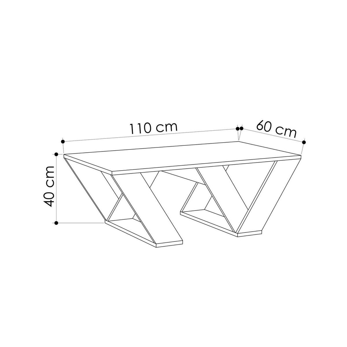 TOILINUX Table basse design Pipra - L. 110 x H. 60 cm - Blanc