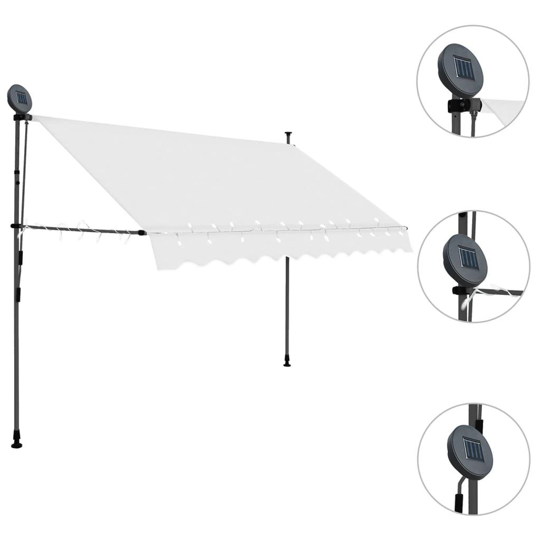 Voir la diapositive 3 : VIDAXL Auvent manuel retractable avec LED 250 cm Creme