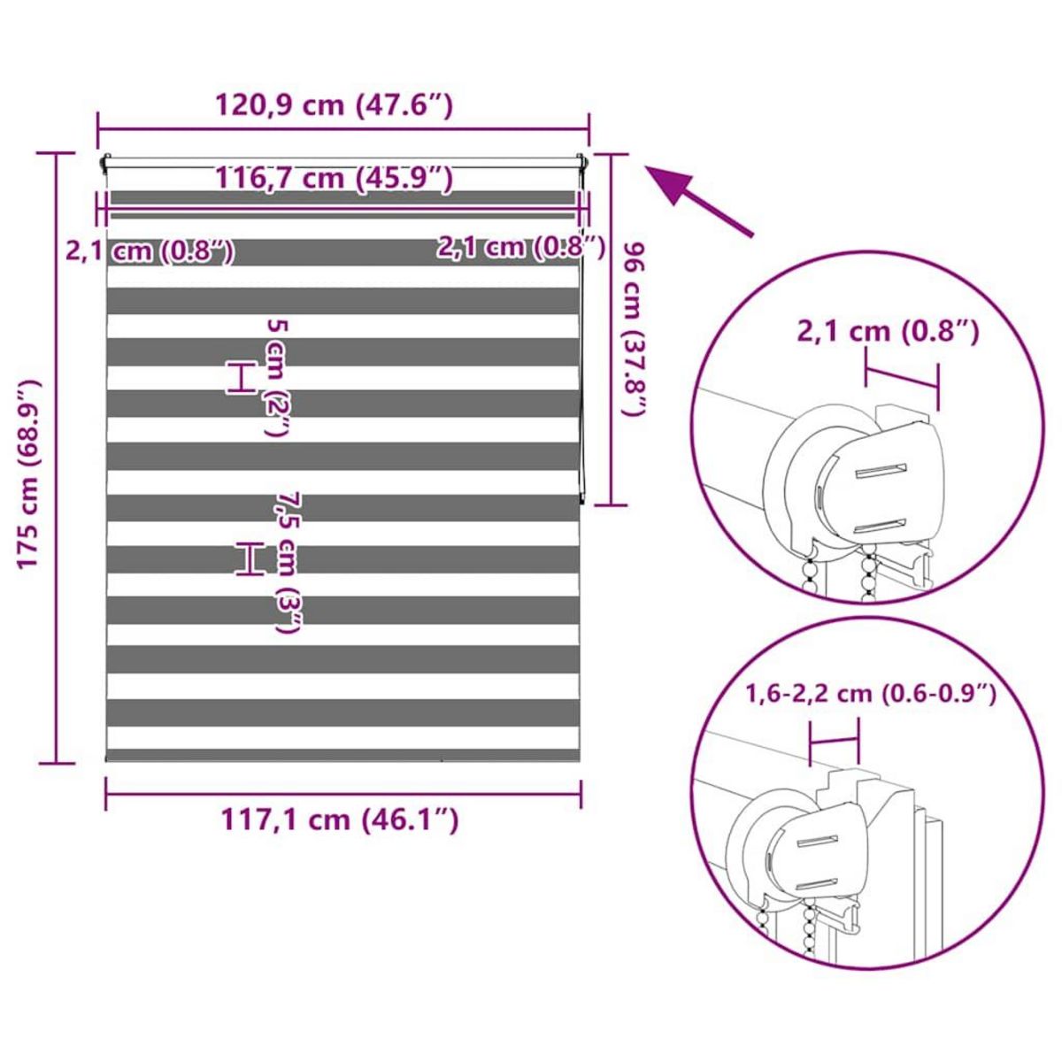 VIDAXL Store enrouleur tamisant 120 x 175 cm marron