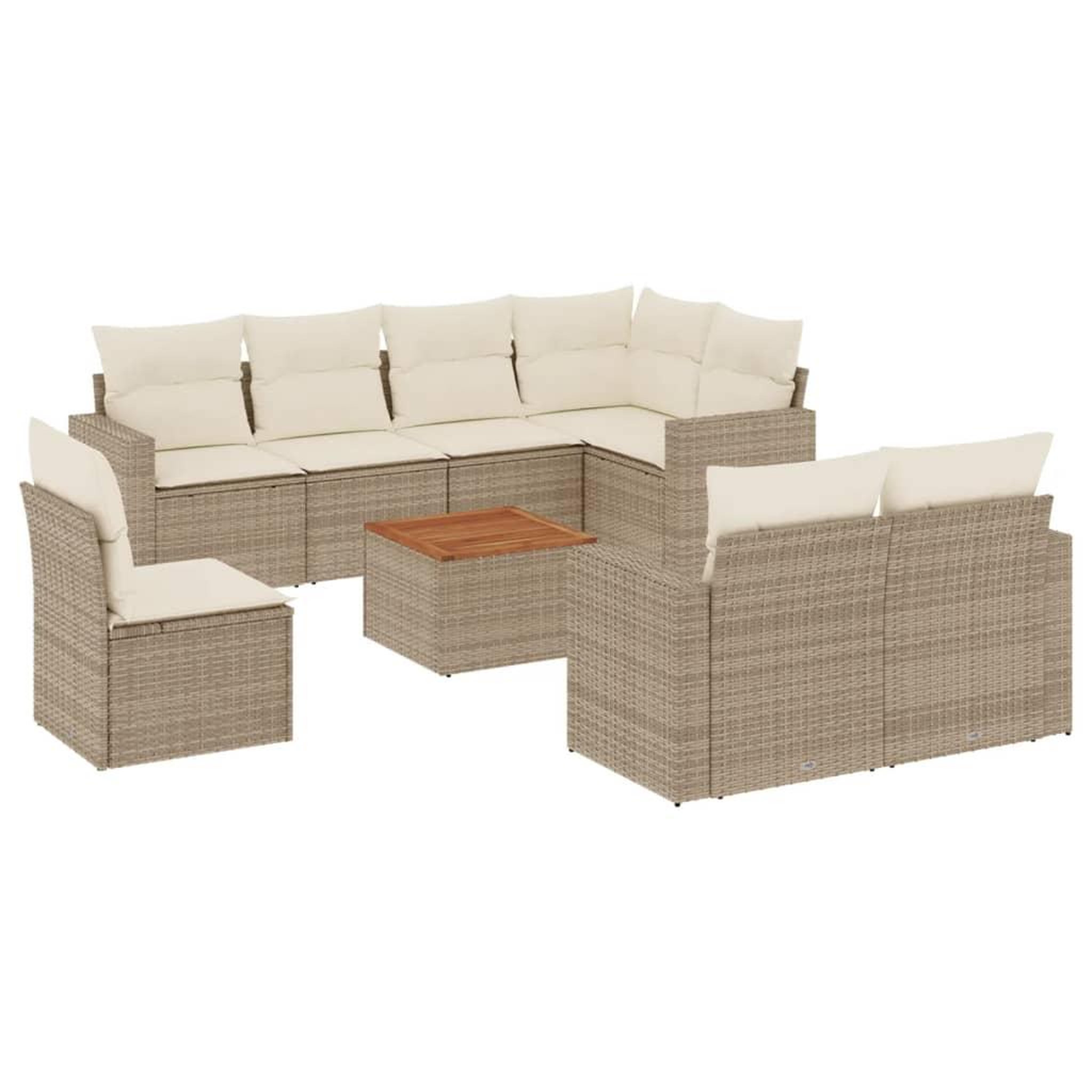 Voir la diapositive 2 : VIDAXL Salon de jardin avec coussins 9 pcs beige resine tressee
