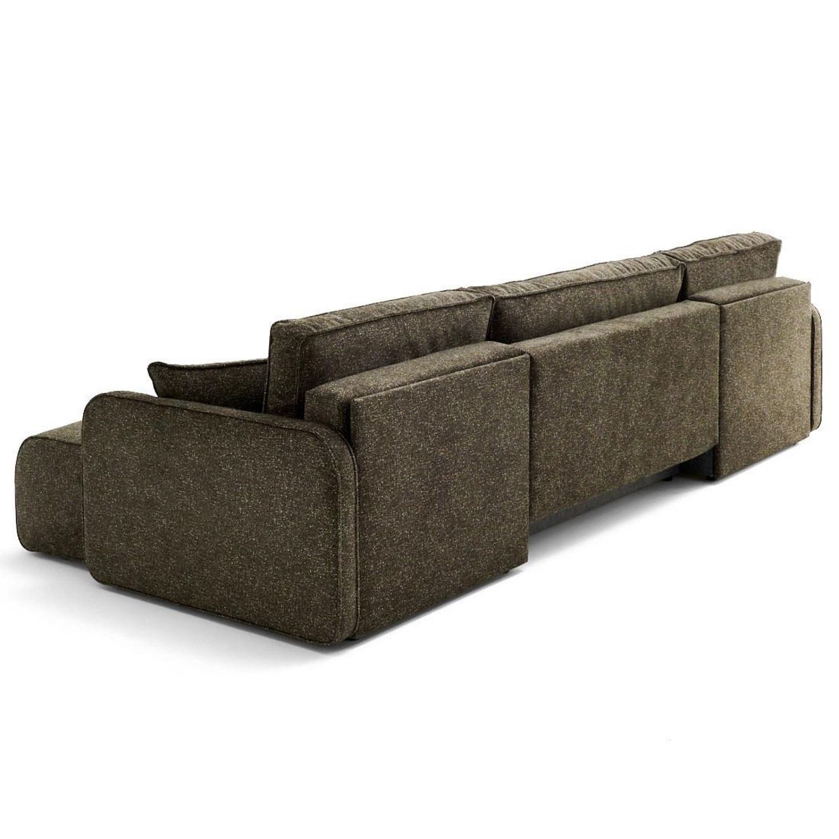 LISA DESIGN Apolline - canapé panoramique en u 7 places convertible avec coffres en tissu moucheté