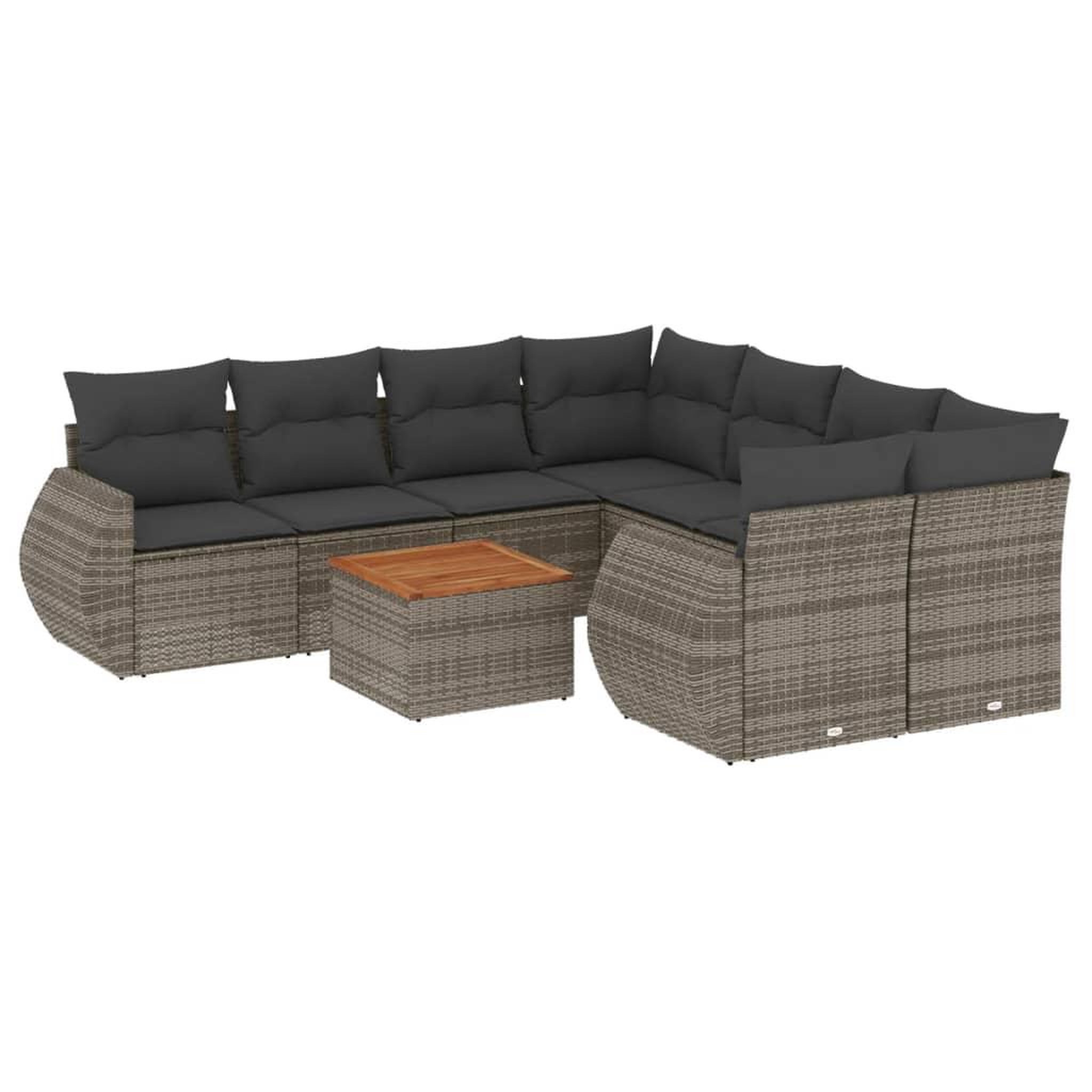 Voir la diapositive 2 : VIDAXL Salon de jardin 9 pcs avec coussins gris resine tressee