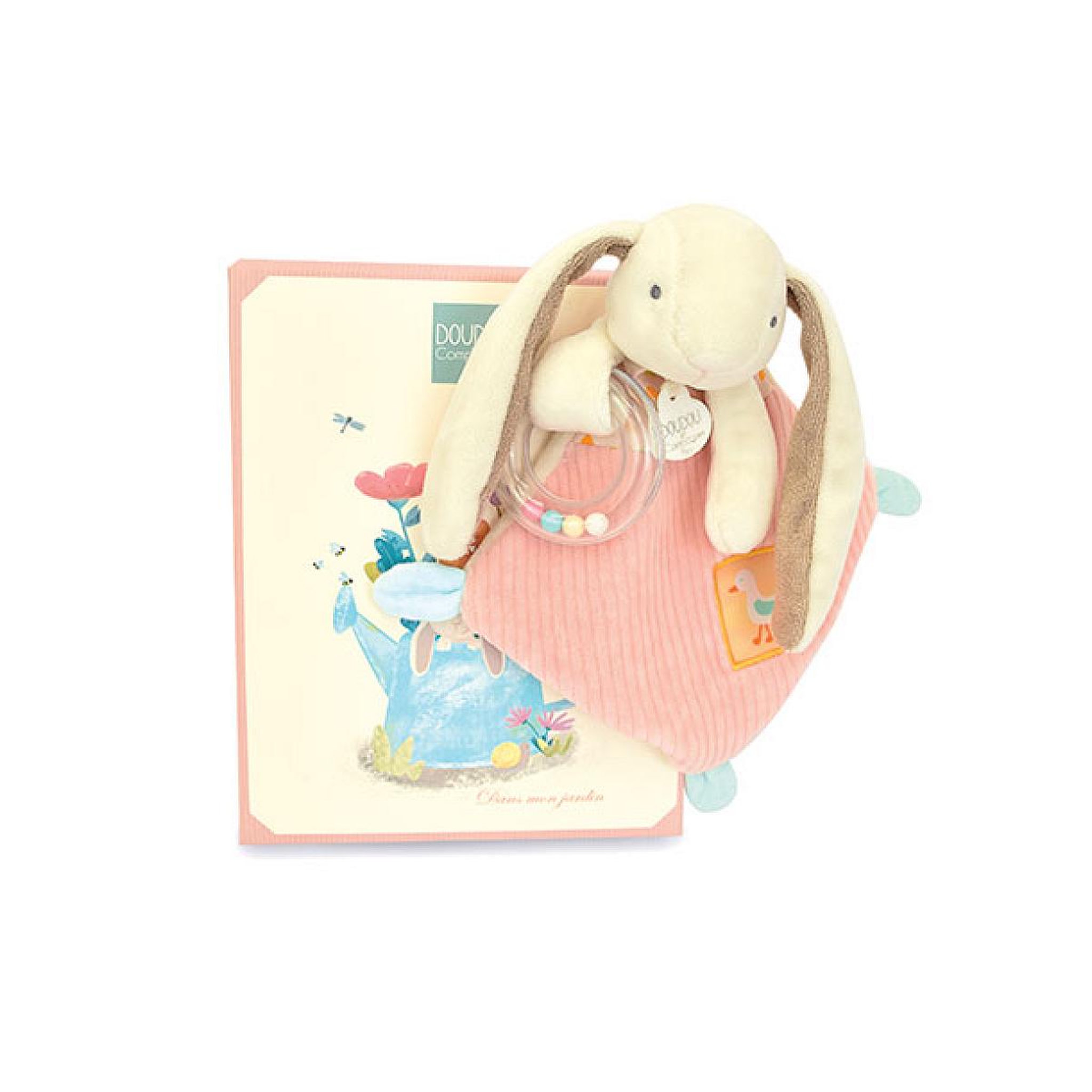 Voir la diapositive 2 : DOUDOU ET COMPAGNIE Doudou hochet Lapin Ciboulette - 21 cm