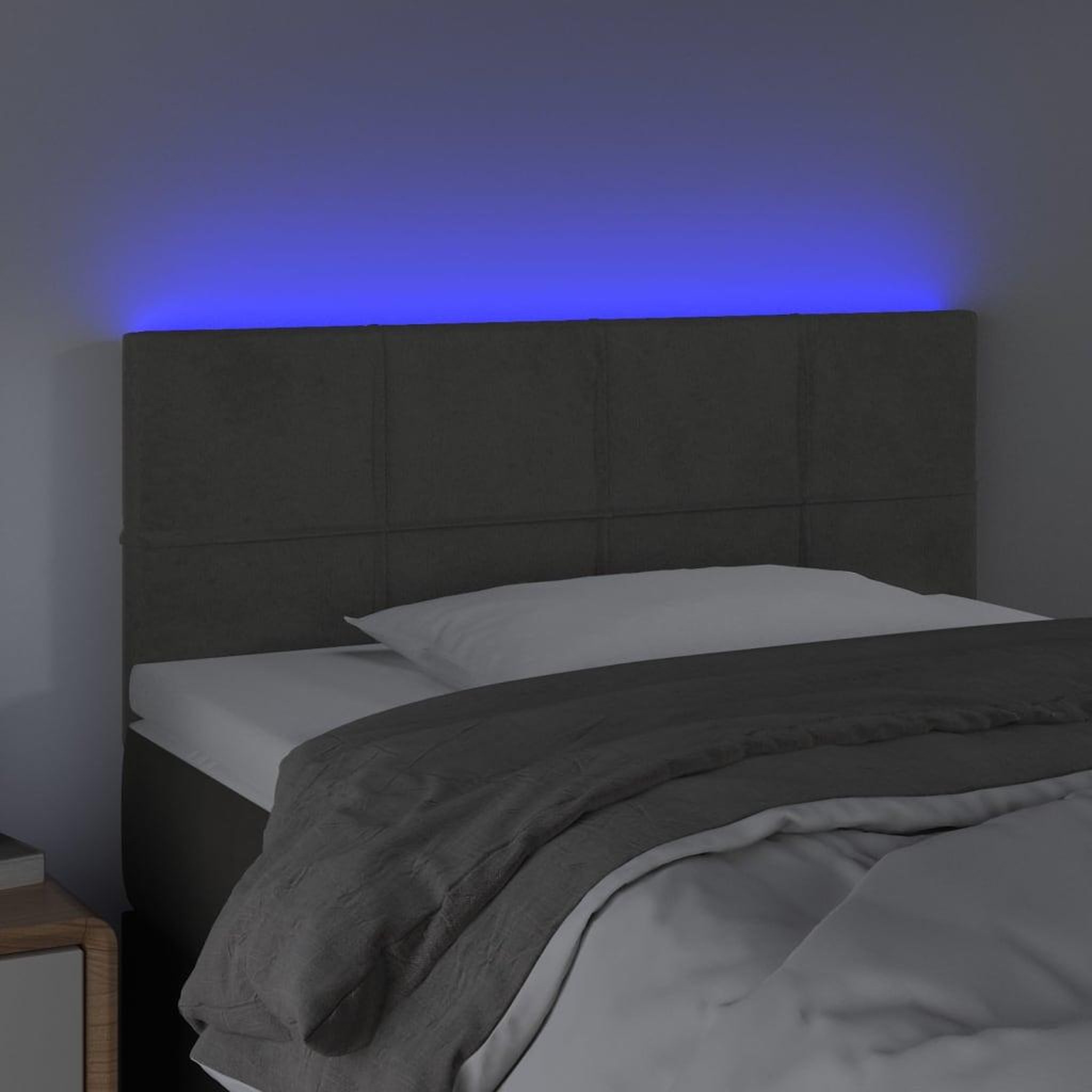 Voir la diapositive 3 : VIDAXL Tete de lit a LED Gris fonce 90x5x78/88 cm Velours