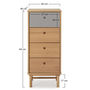 Voir la diapositive 3 : VS VENTA-STOCK Chiffonnier de nuit Magnus 4 tiroirs, bois massif, 40 cm Largeur