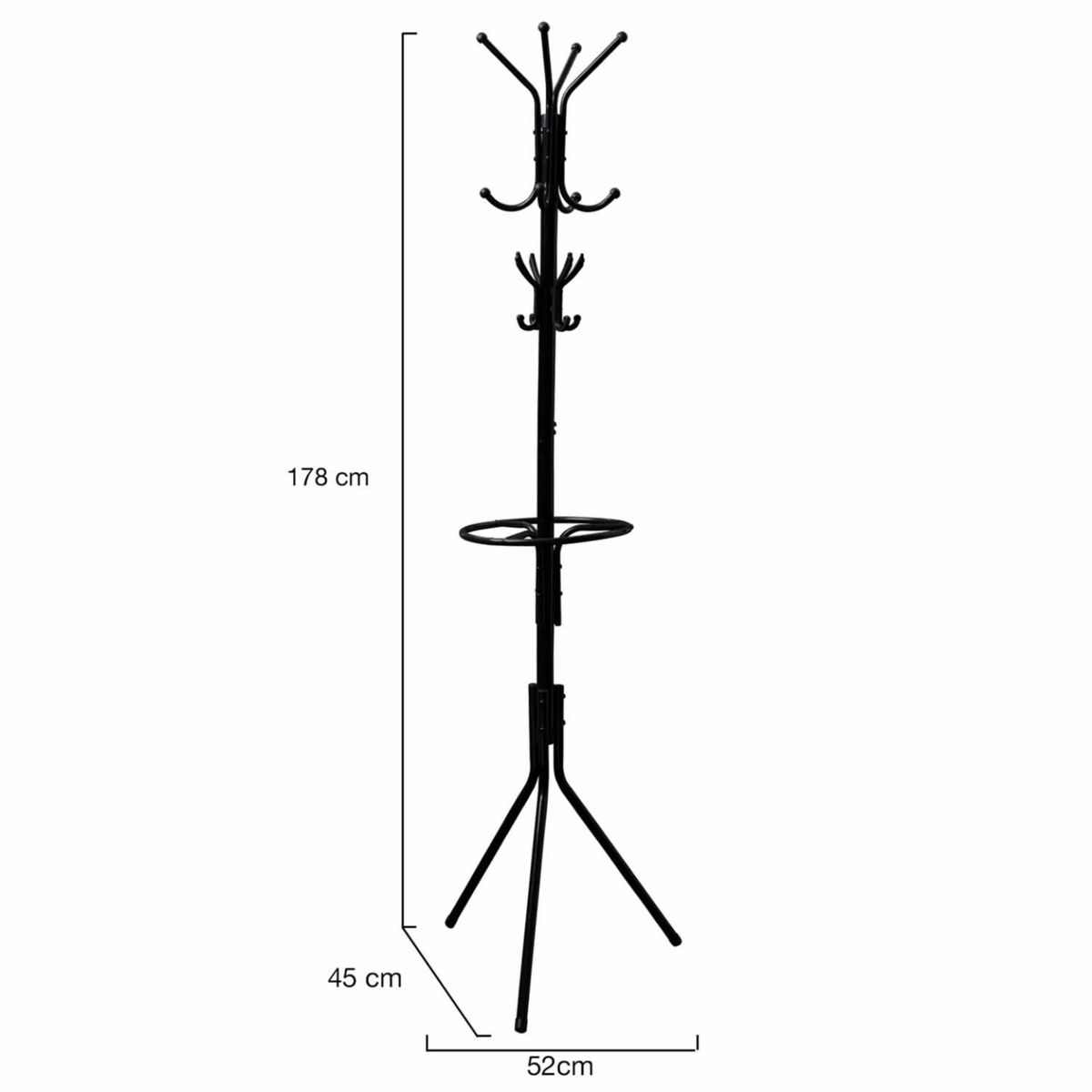 ID MARKET Porte-manteau TYLO noir avec porte parapluie