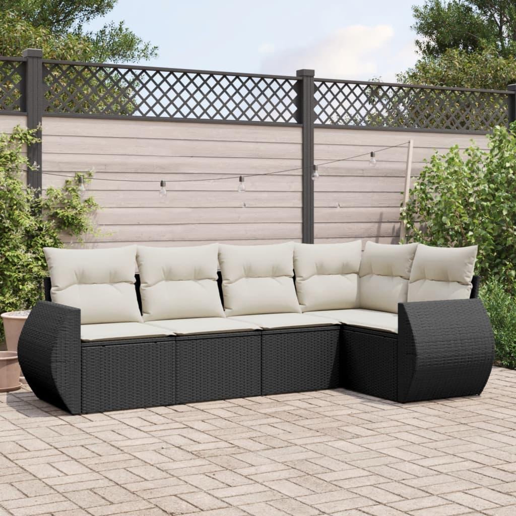 VIDAXL Salon de jardin 5 pcs avec coussins noir resine tressee