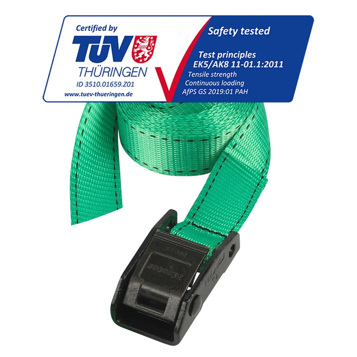 Master lock Sangle d'arrimage avec boucle à griffes, Couleur Aléatoire, 5m x 25mm Sangle, Pack de 2