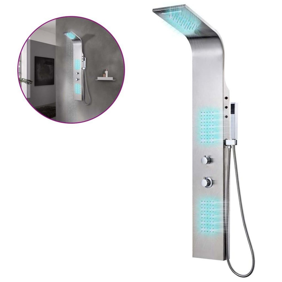 VIDAXL Systeme de panneau de douche acier inoxydable incurve