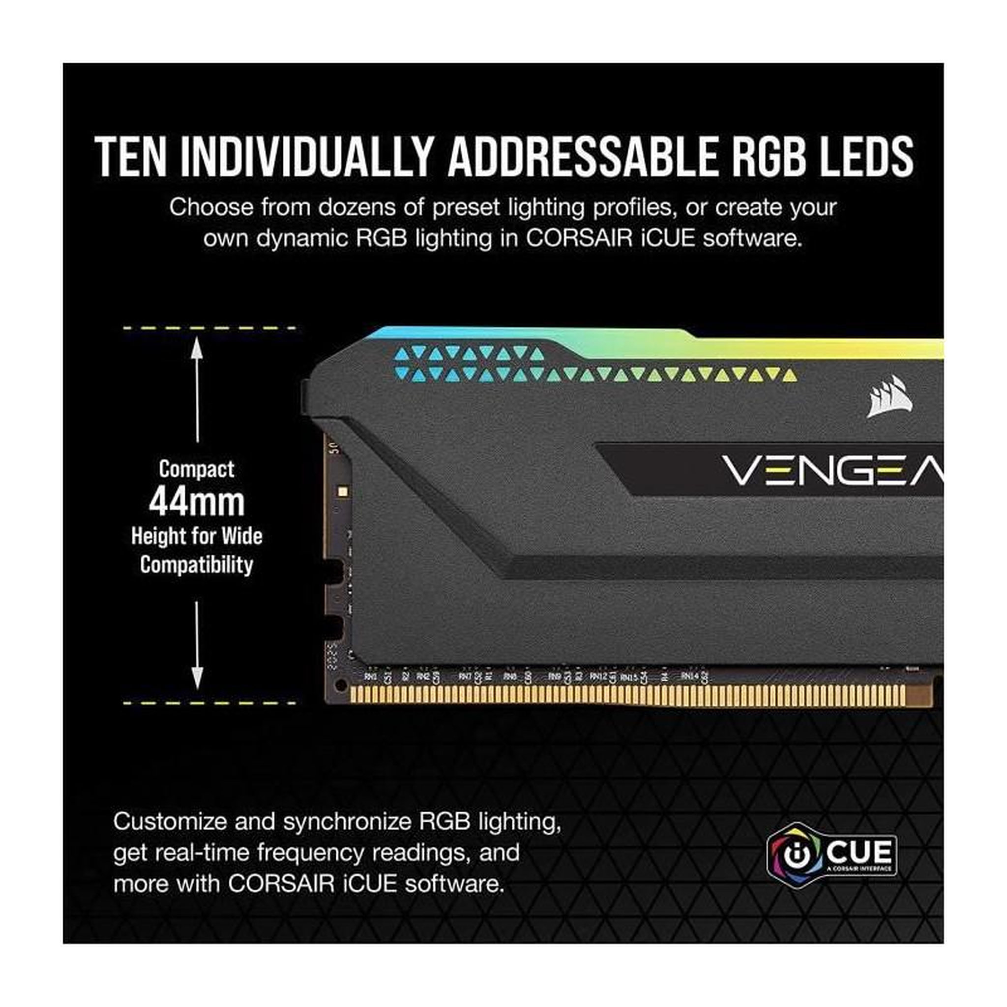 Voir la diapositive 3 : Corsair CORSAIR Memoire PC DDR4 - VENGEANCE RGB PRO SL - 16Go 2x8Go - 3200Mhz - CAS 16 - Black CMH16GX4M2E3200C16