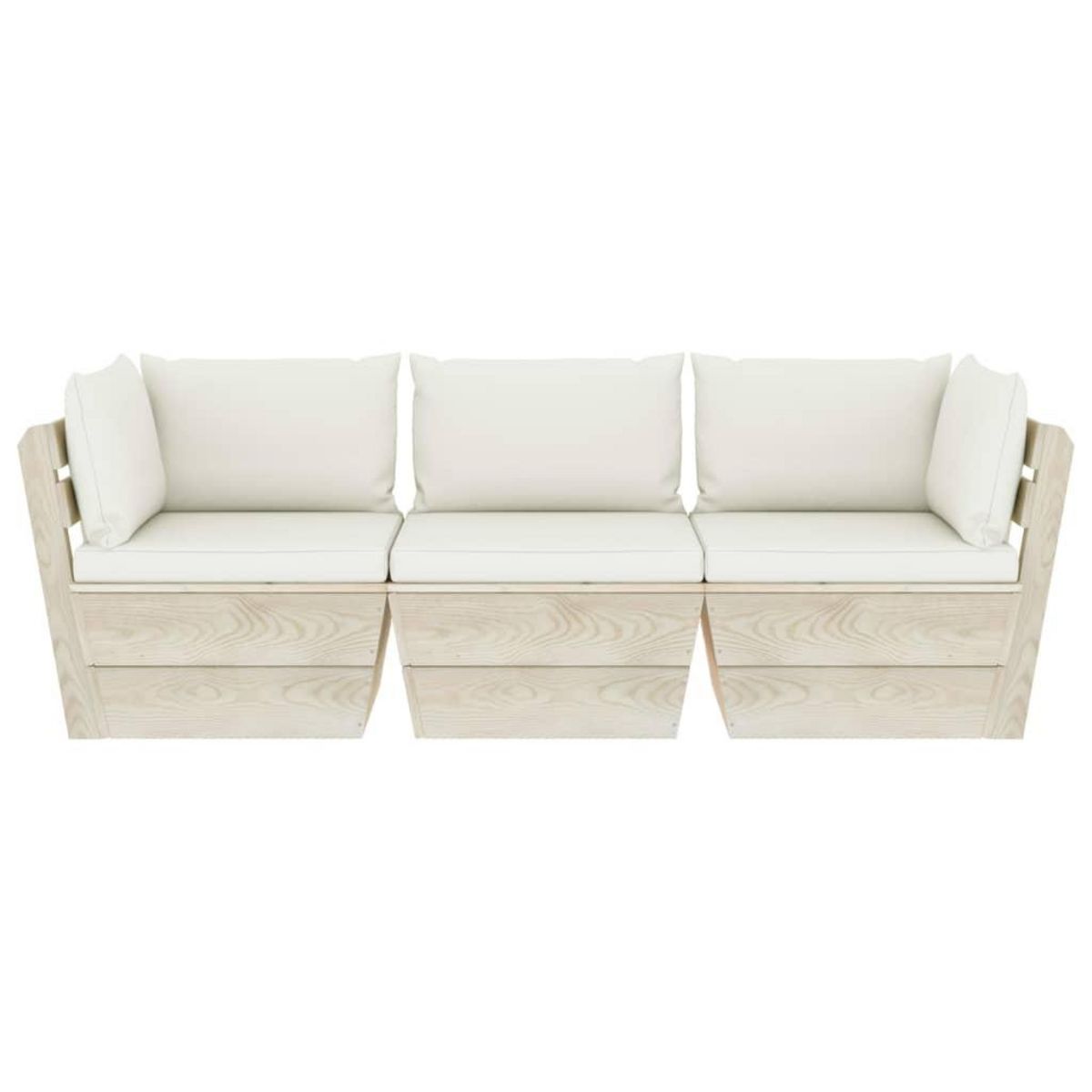 VIDAXL Canape palette a 3 places de jardin avec coussins Bois d'epicea