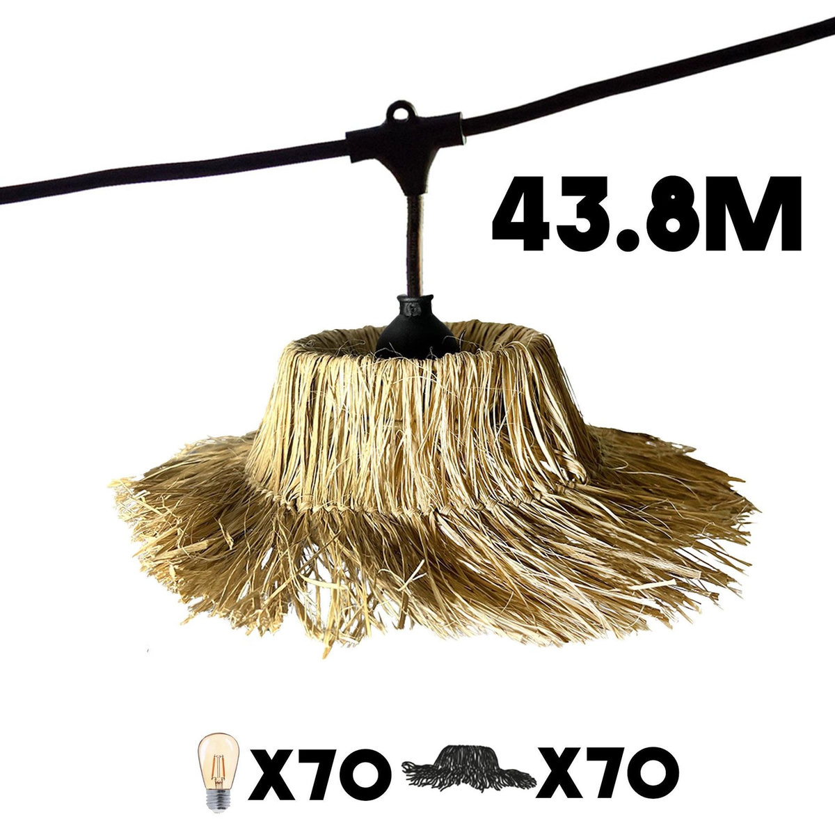 Lumisky Lot de 10 guirlandes TAHITI Beige Paille 6M