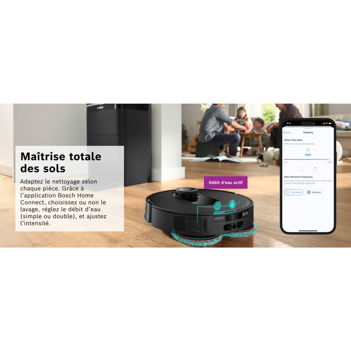 BOSCH Robot Aspirateur Laveur Spotless Max Noir