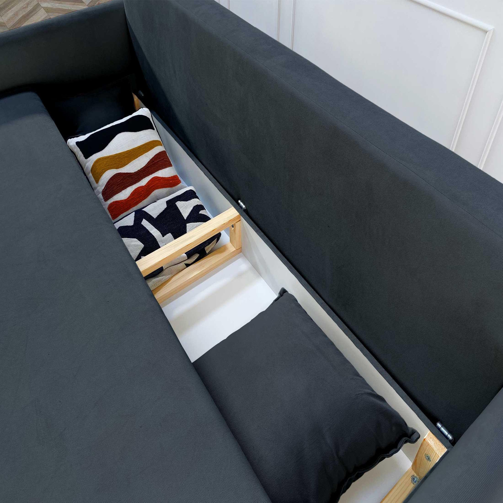 Voir la diapositive 3 : LISA DESIGN Apia - canapé 3 places - convertible avec coffre - en velours