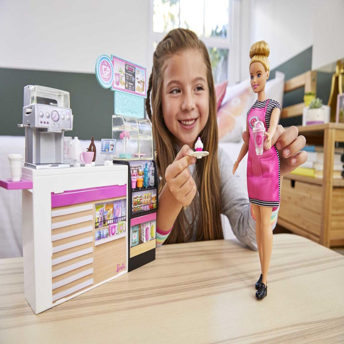 BARBIE Jeu de cuisine Barbie Coffret Pause Café rose