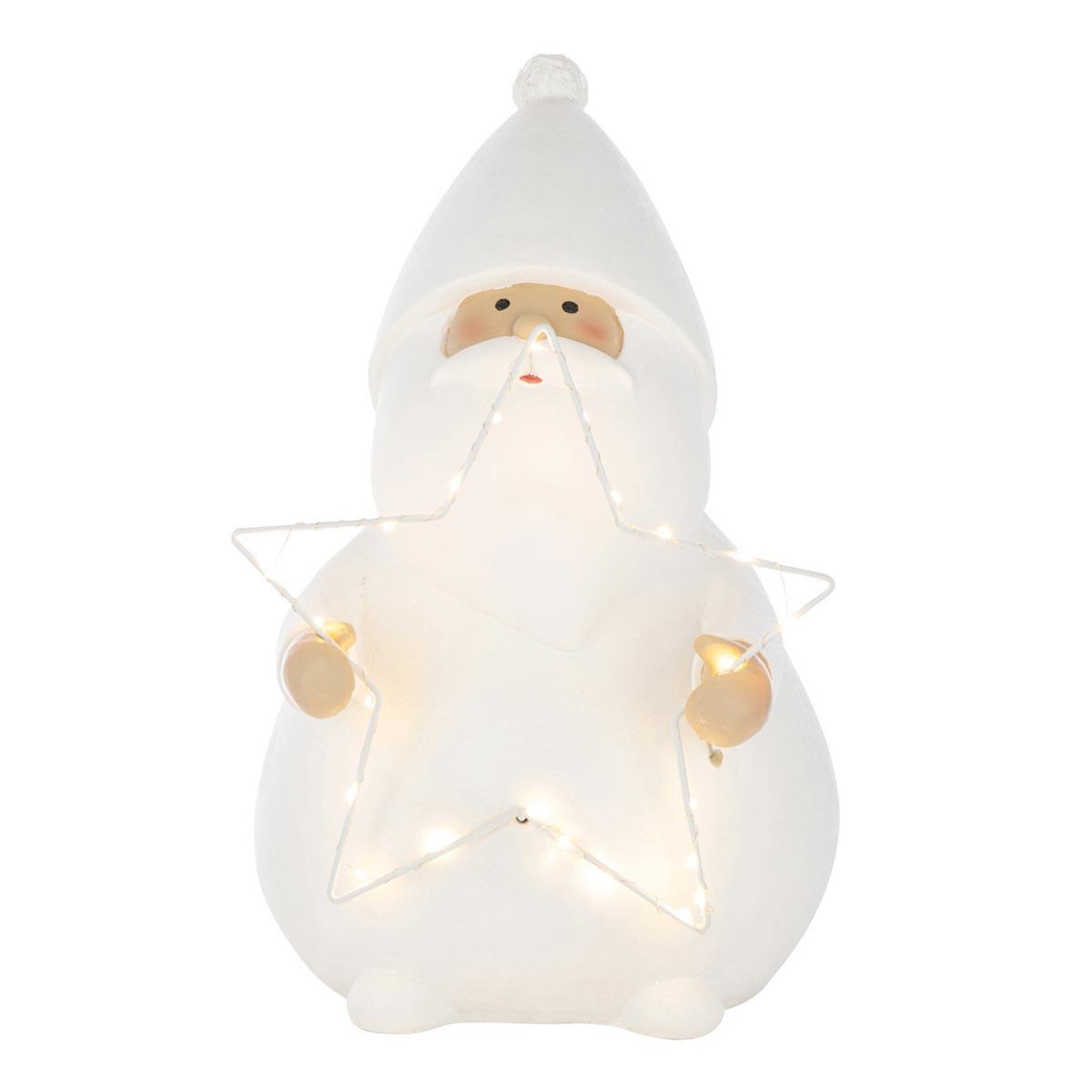 J-LINE Père-noël à led  étoile  46cm blanc