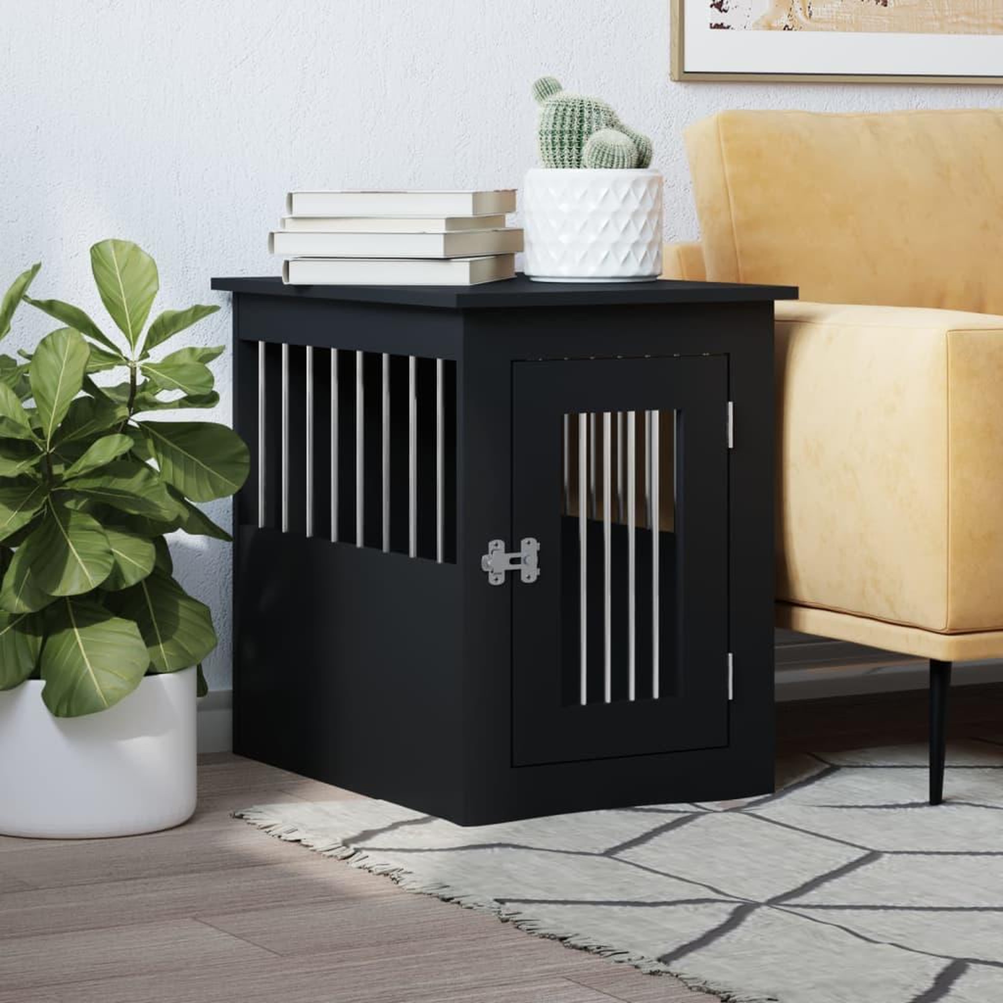 Voir la diapositive 1 : VIDAXL Meuble de cage pour chiens noir 45x62x59 cm bois d'ingenierie