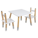Paris Prix Table & 2 Chaises Enfant  Crayon  60cm Blanc