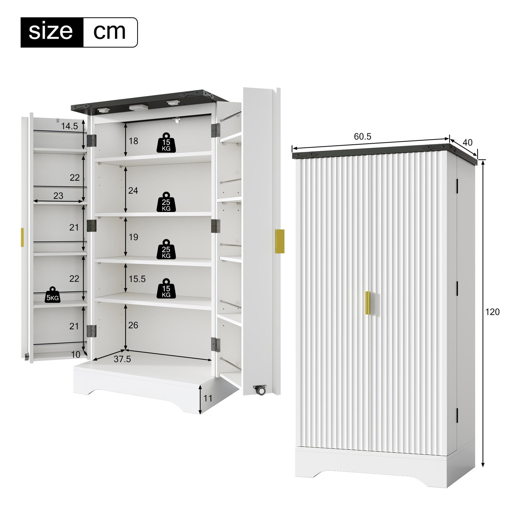 Voir la diapositive 3 : MERAX Buffet de cuisine 2 portes 0 tiroir - 60 cm blanc led mdf