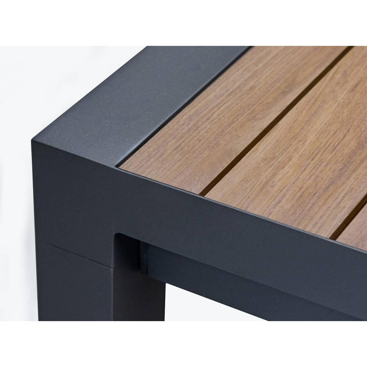 HESPERIDE Table de jardin carrée extensible alu Evasion 8/10 places effet bois honey et graphite - Hespéride