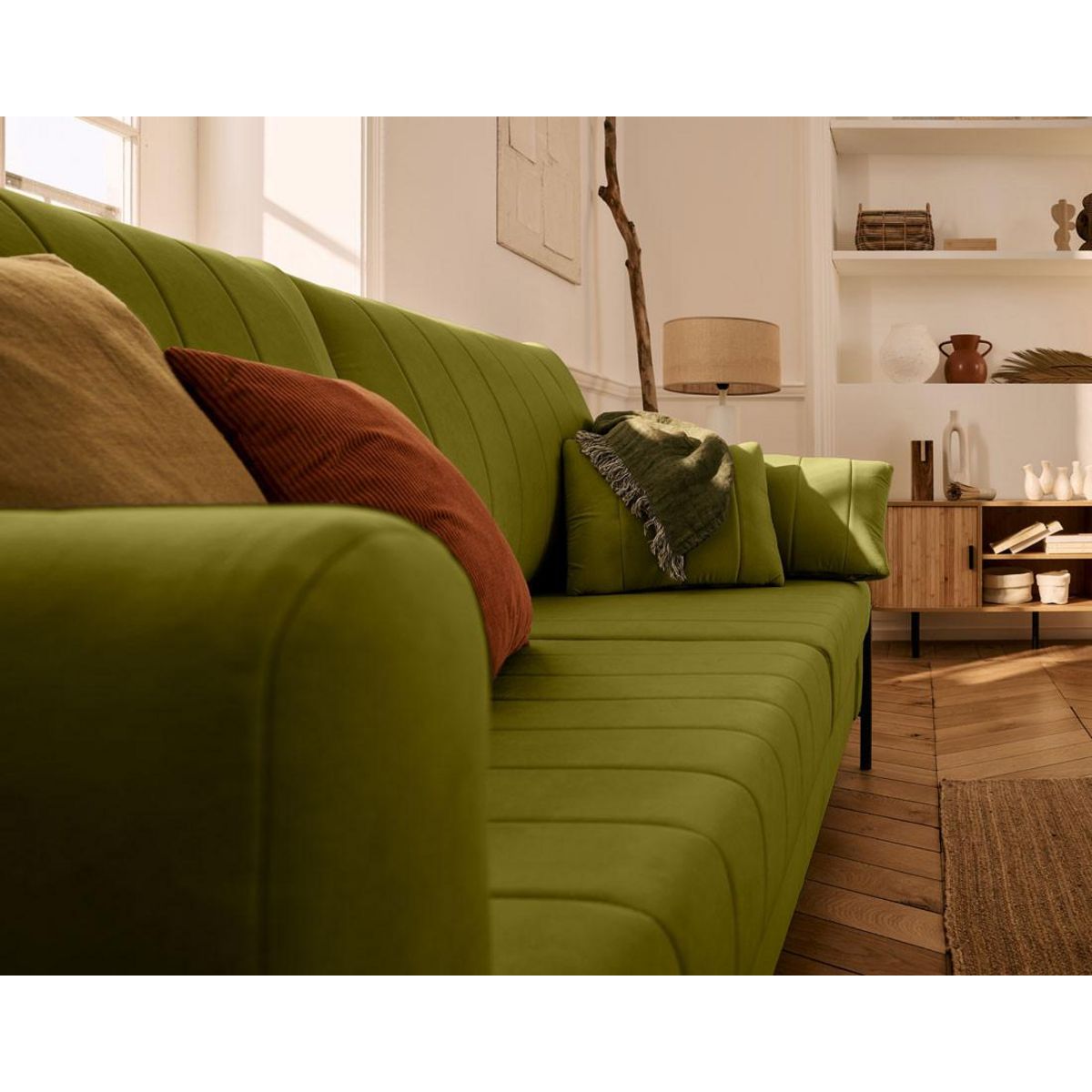 LISA DESIGN Ercolano - canapé 3 places convertible - couchage quotidien - matelas 11 cm - en velours