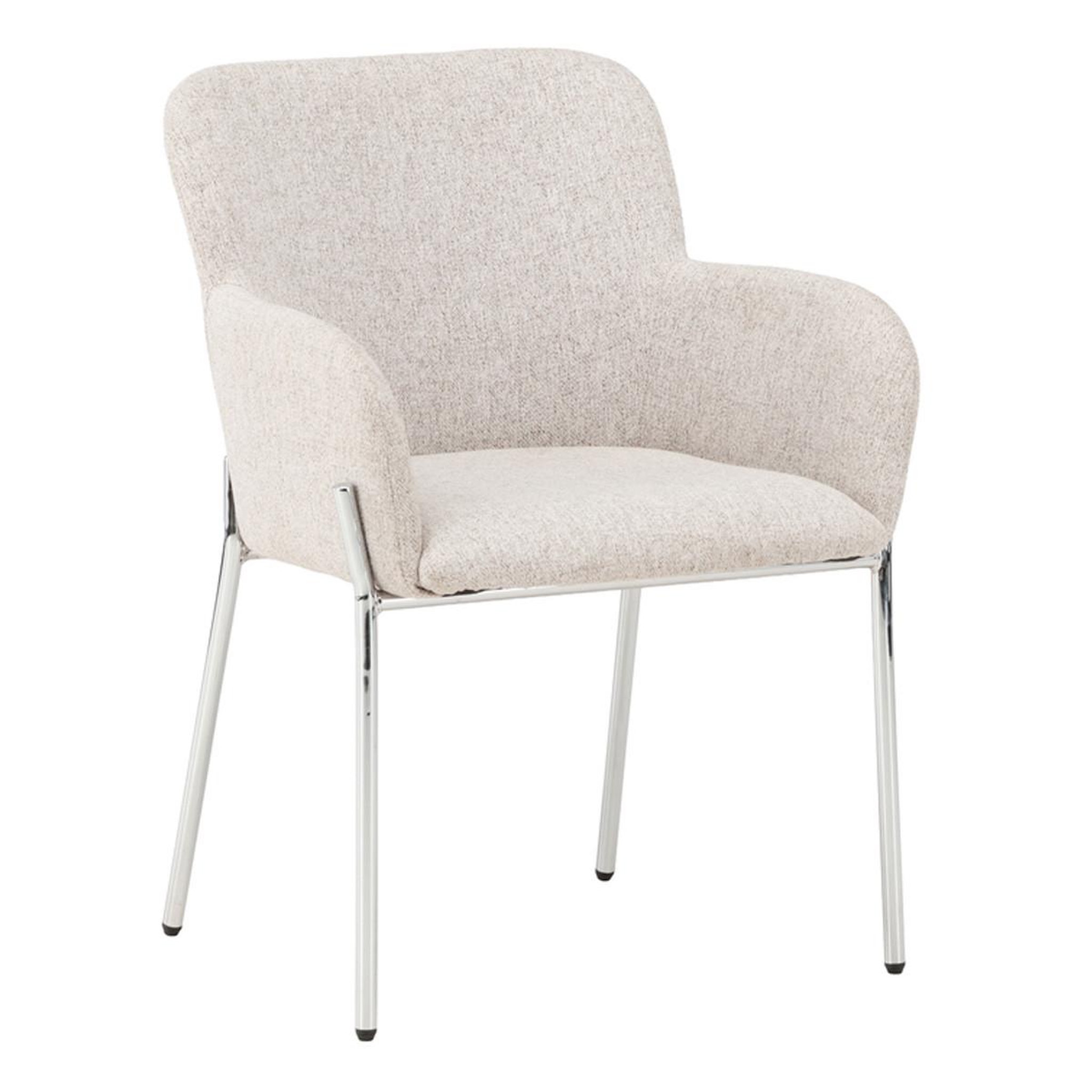Paris Prix Chaise en tissu effet lin  vätö  81cm beige & argent