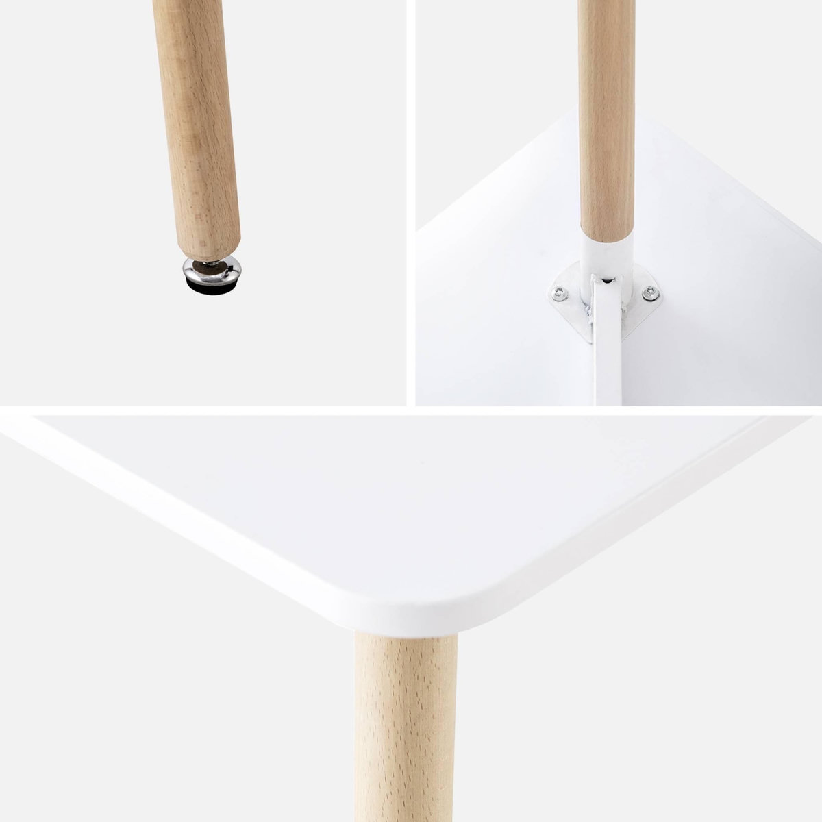 SWEEEK Table à manger blanche carrée MDF et bois de hêtre - Hedvig