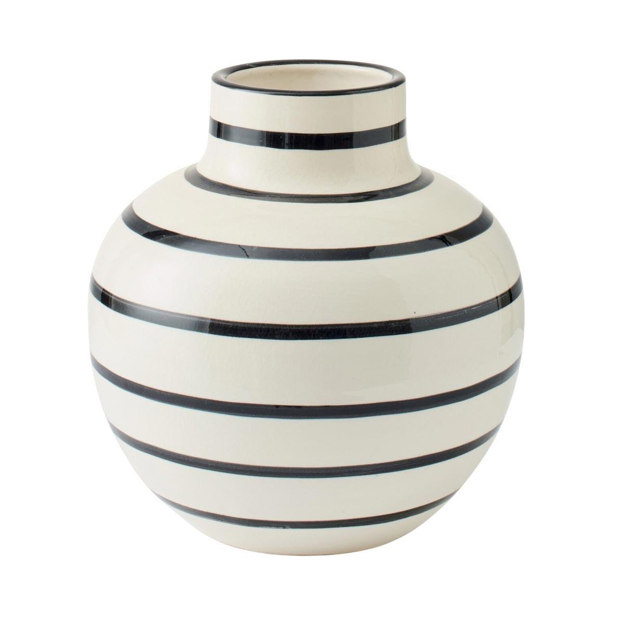 J-LINE Vase rayé en céramique  sienne  28cm blanc & noir