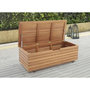Voir la diapositive 1 : MARKET24 Coffre de rangement jardin en bois exotique d'eucalyptus FSC - 190 L - 48,5 x 109,5 x 37 cm - Avec roulettes - Effet Teck