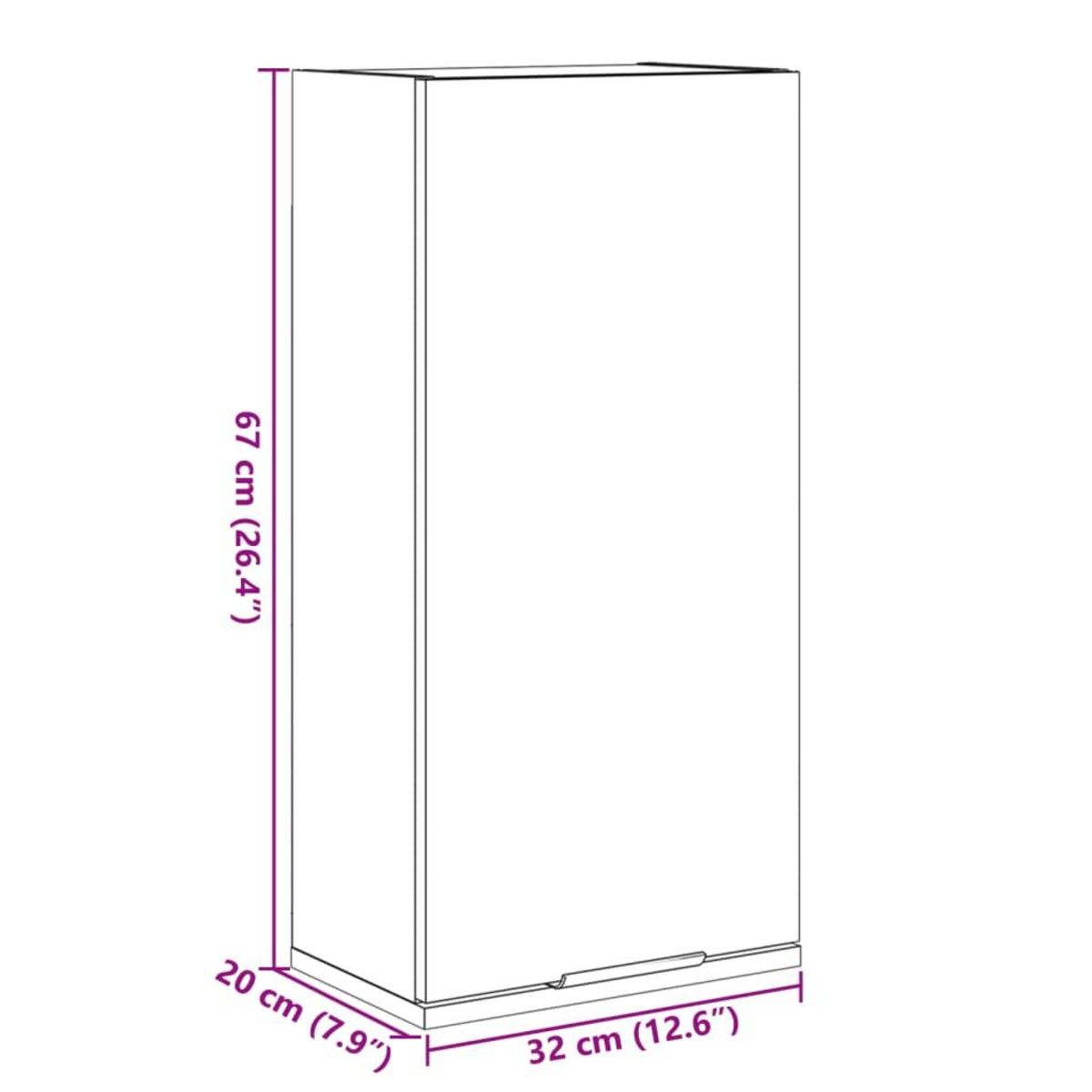 VIDAXL Armoire de salle de bain murale Gris beton 32x20x67 cm