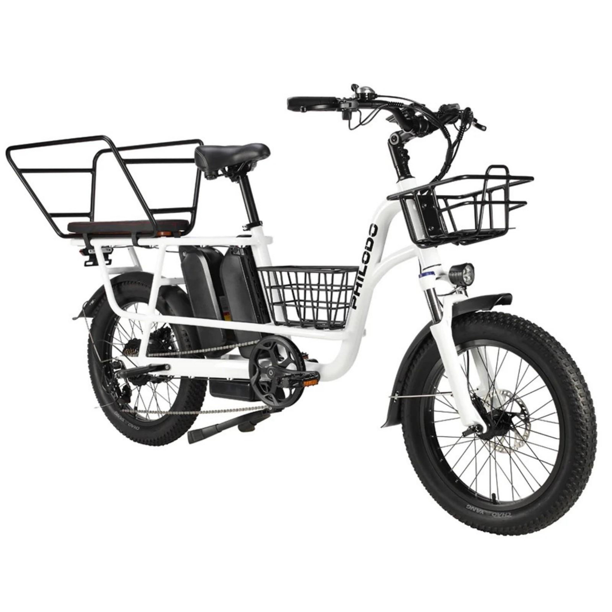 Voir la diapositive 2 : PHILODO Vélo cargo électrique philodo traveller, double batterie 1680 wh, blanc