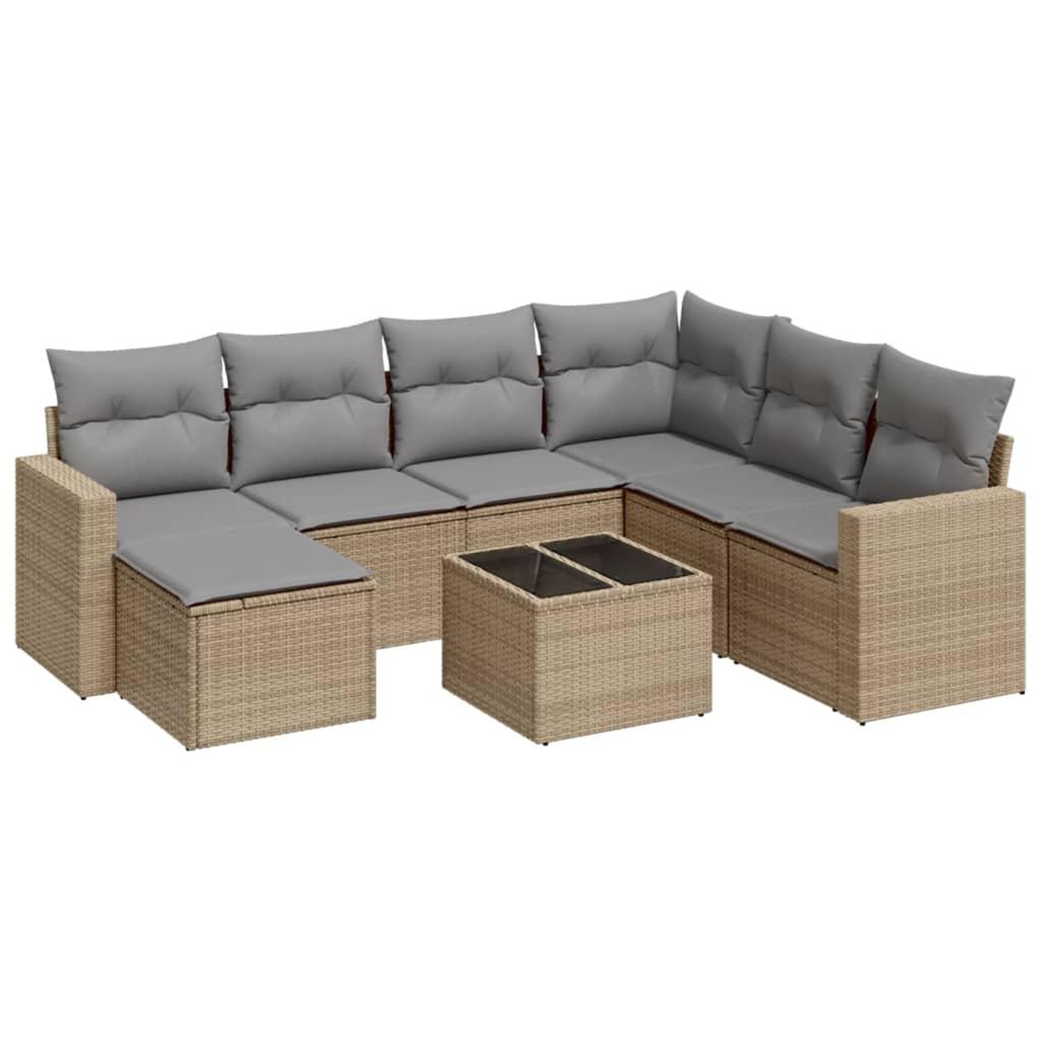 Voir la diapositive 2 : VIDAXL Salon de jardin avec coussins 8 pcs beige resine tressee