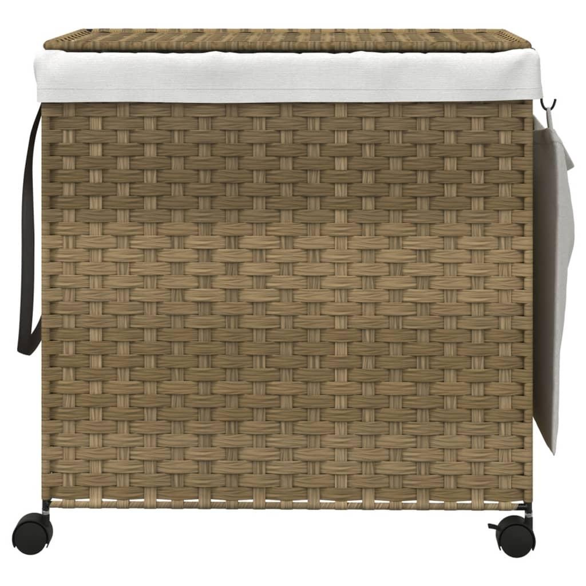 Voir la diapositive 3 : VIDAXL Panier a linge avec roulettes 60x35x60,5 cm resine tressee