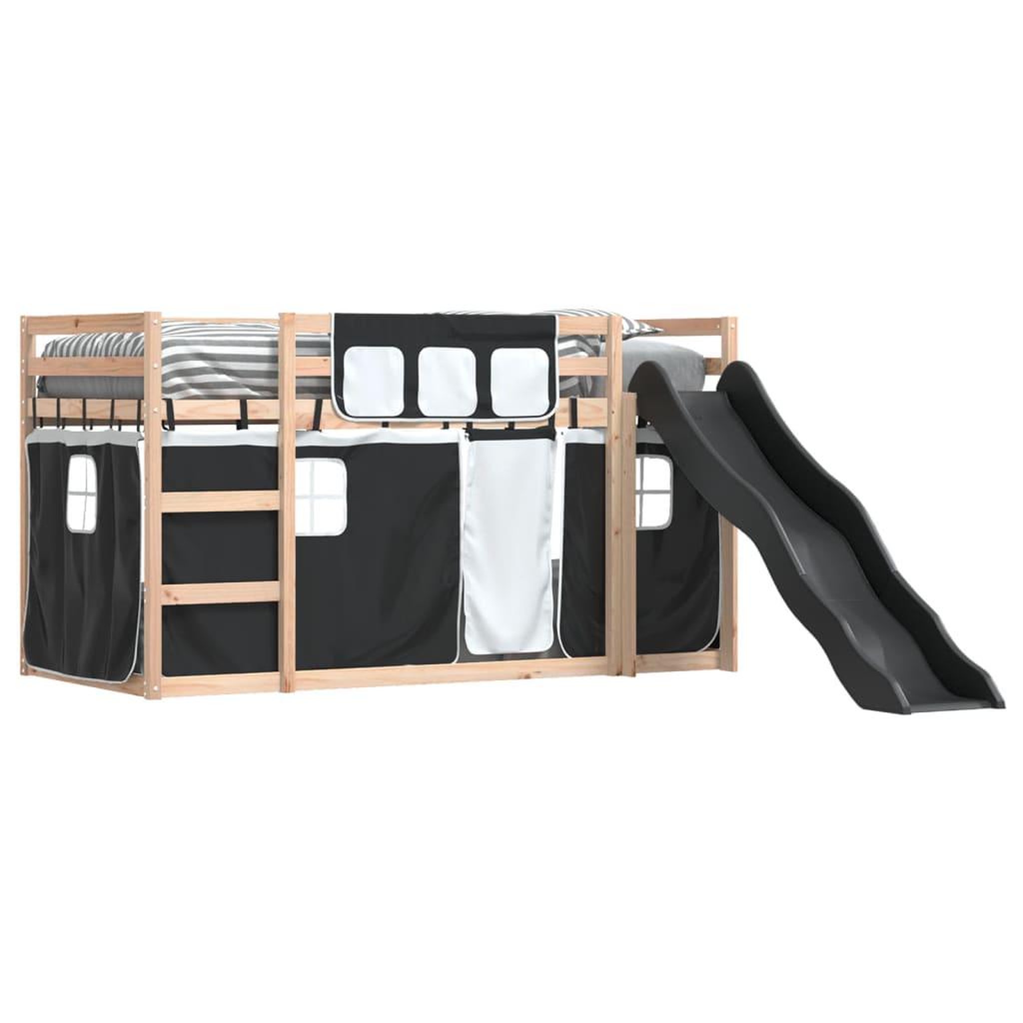 Voir la diapositive 4 : VIDAXL Lit superpose sans matelas avec toboggan blanc noir 80x200 cm
