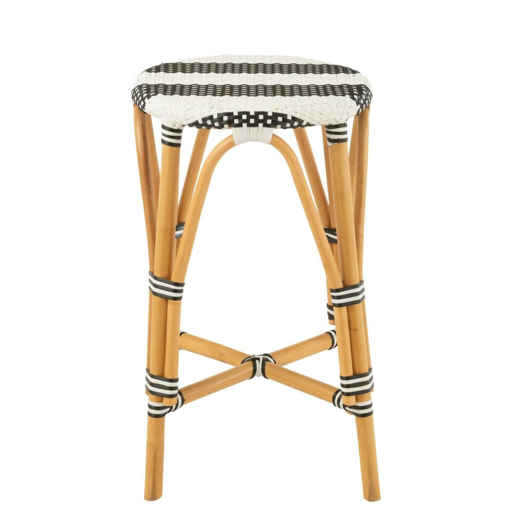 Voir la diapositive 2 : J-LINE Tabouret de bar en rotin  danial  65cm noir