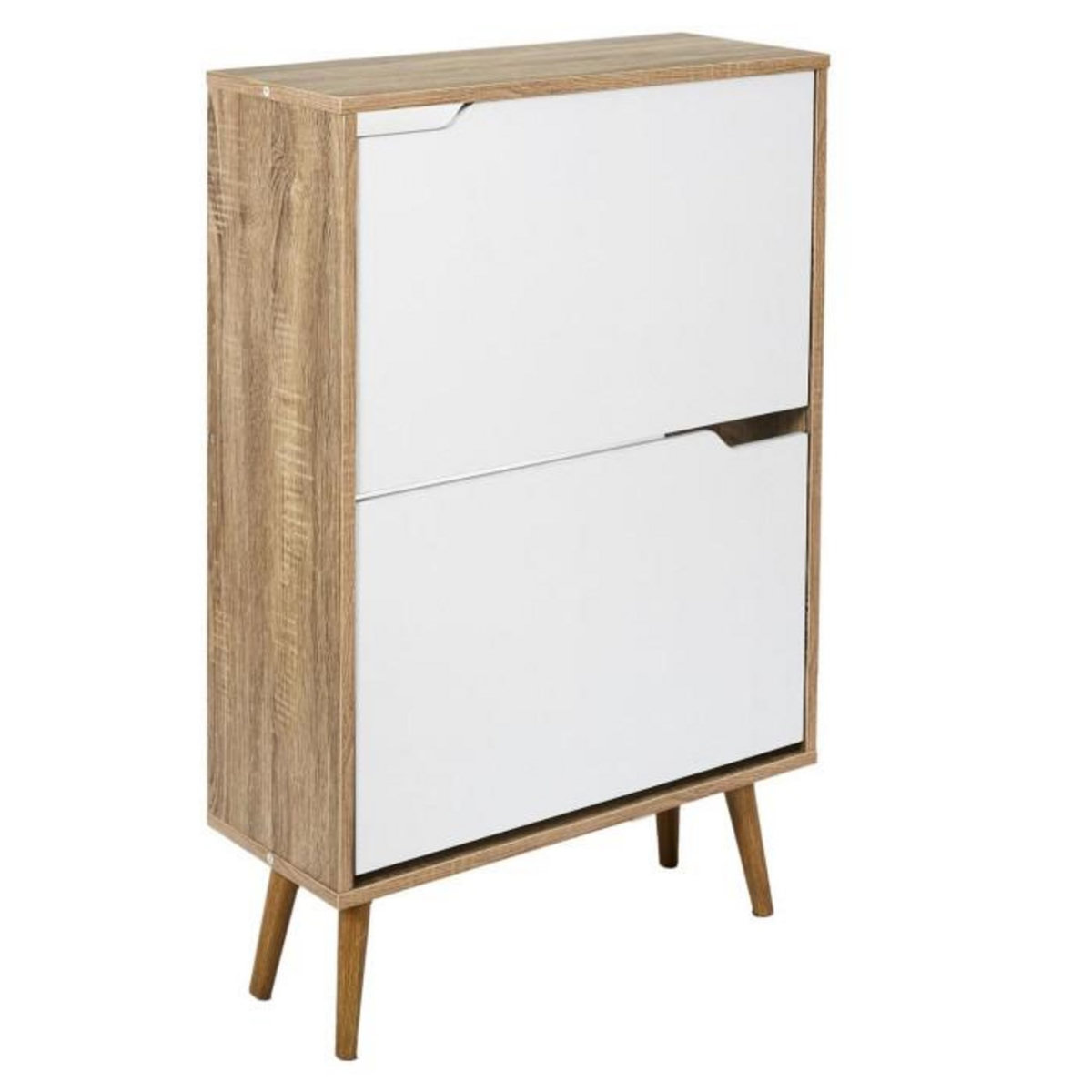 Paris Prix Meuble à Chaussures  2 Portes  91cm Blanc & Naturel