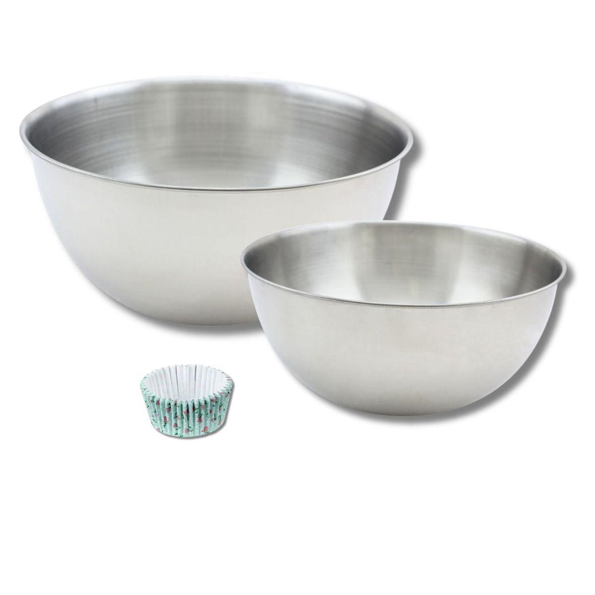 ZENKER Lot comprenant 50 moules à muffins papier vintage, 1 spatule Zenker et 2 bols à mixer en inox Fackelmann