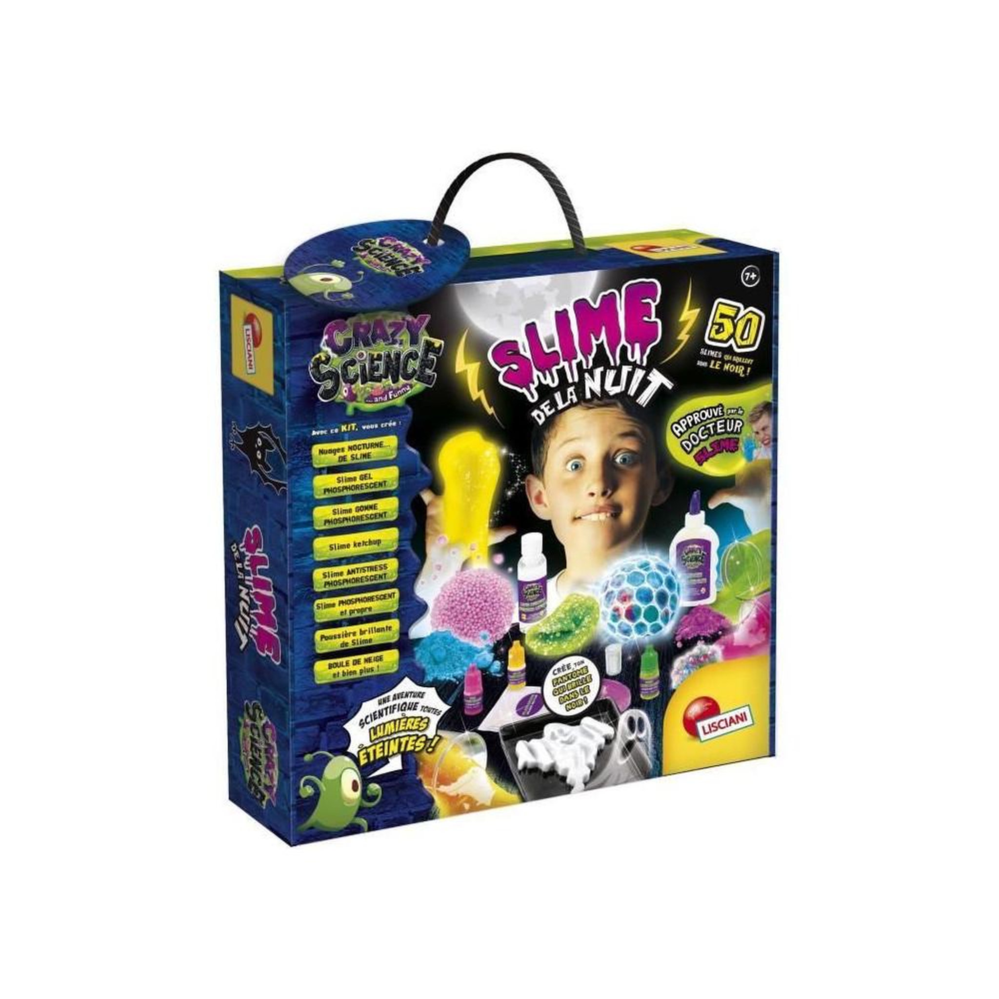 LISCIANI GIOCHI Slime de la Nuit - Kit Scientifique - CRAZY SCIENCE - Phosphorescent, Composants lumineux