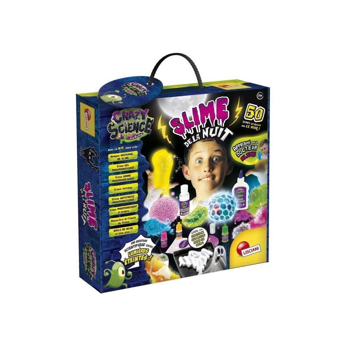 LISCIANI GIOCHI Slime de la Nuit - Kit Scientifique - CRAZY SCIENCE - Phosphorescent, Composants lumineux