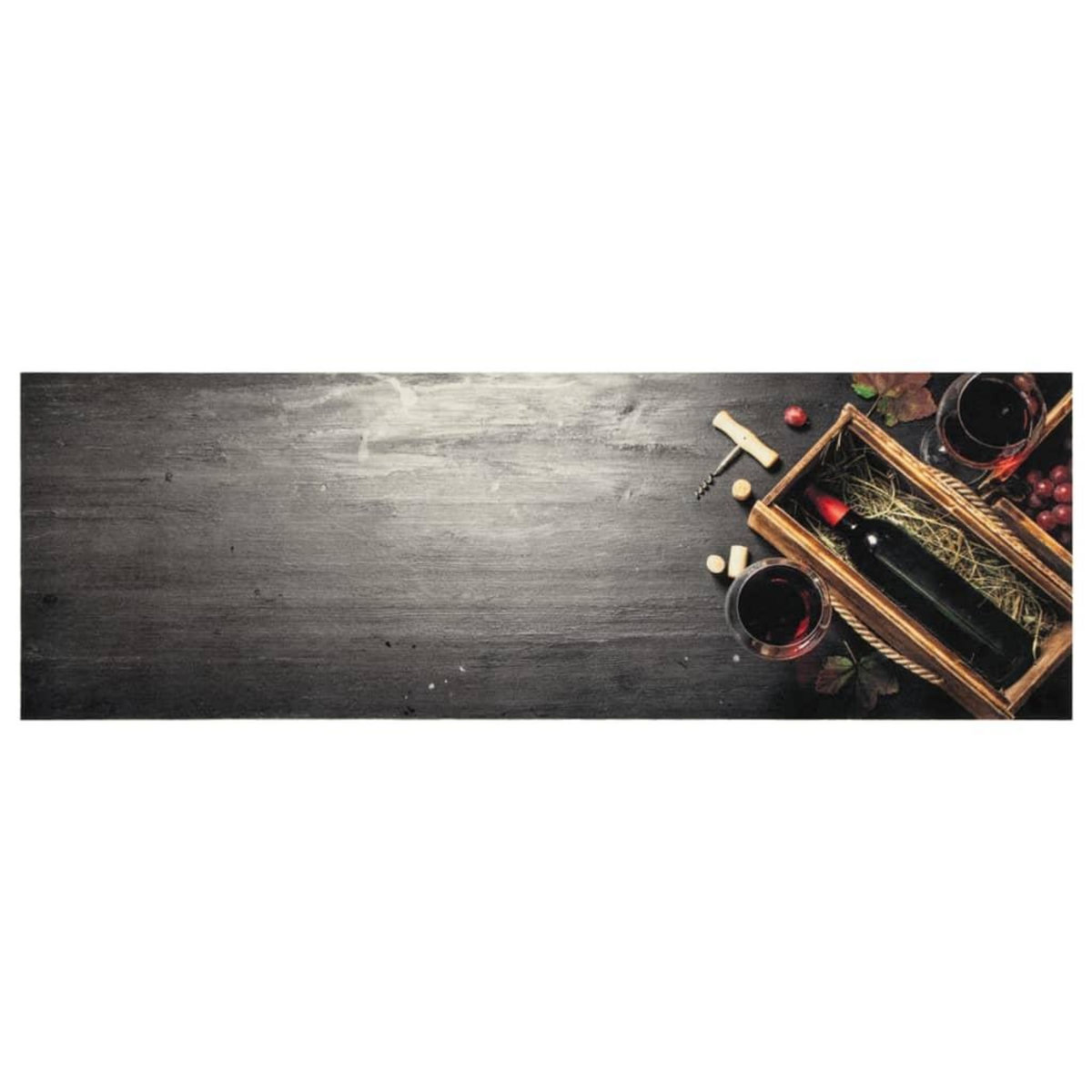 VIDAXL Tapis de cuisine lavable bouteille de vin 60x180 cm velours