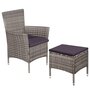 Voir la diapositive 1 : VIDAXL Chaise et tabouret d'exterieur et coussins Resine tressee Gris