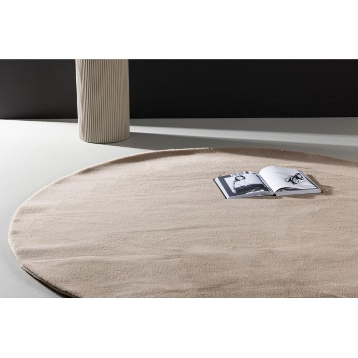 Paris Prix Tapis Déco Rond  Leni  200cm Beige