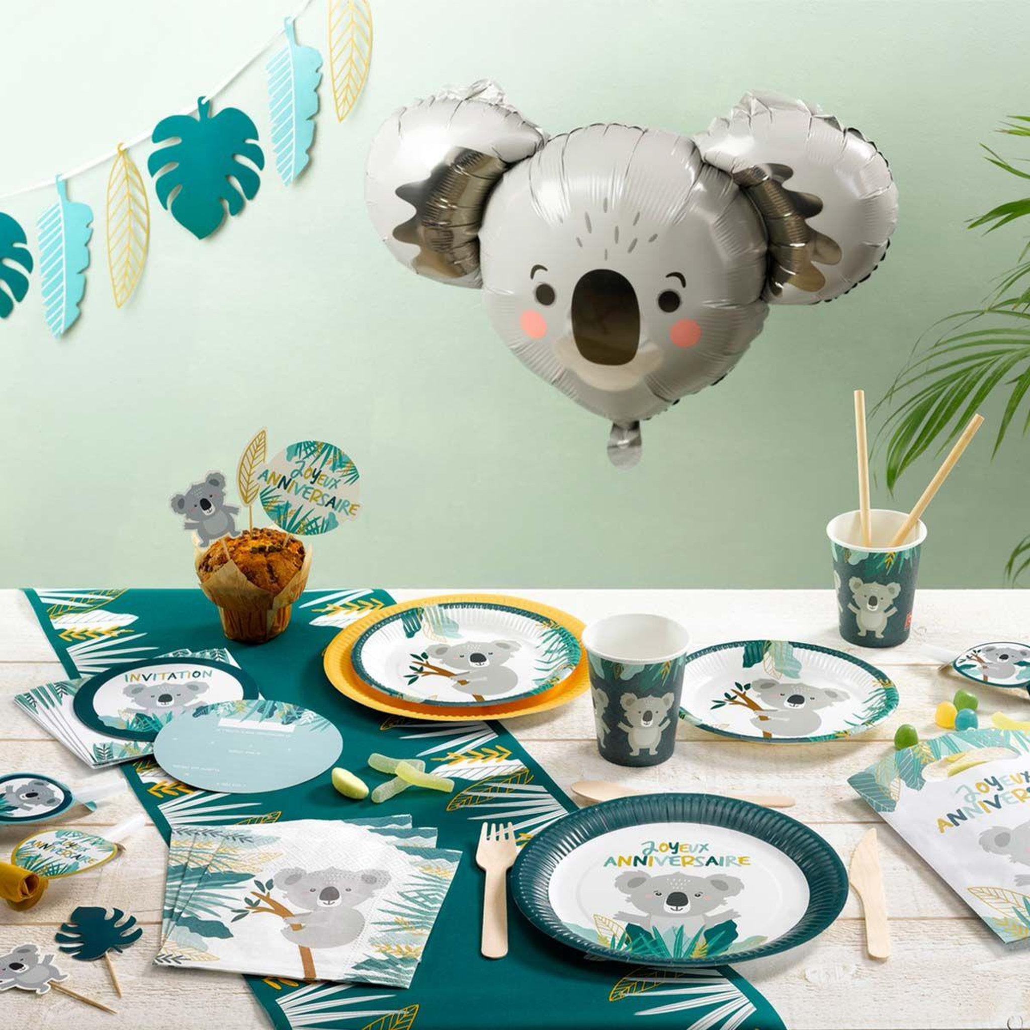 Voir la diapositive 2 : HOMEA Lot de 6 sans-gênes papier  koala  13cm multicolore