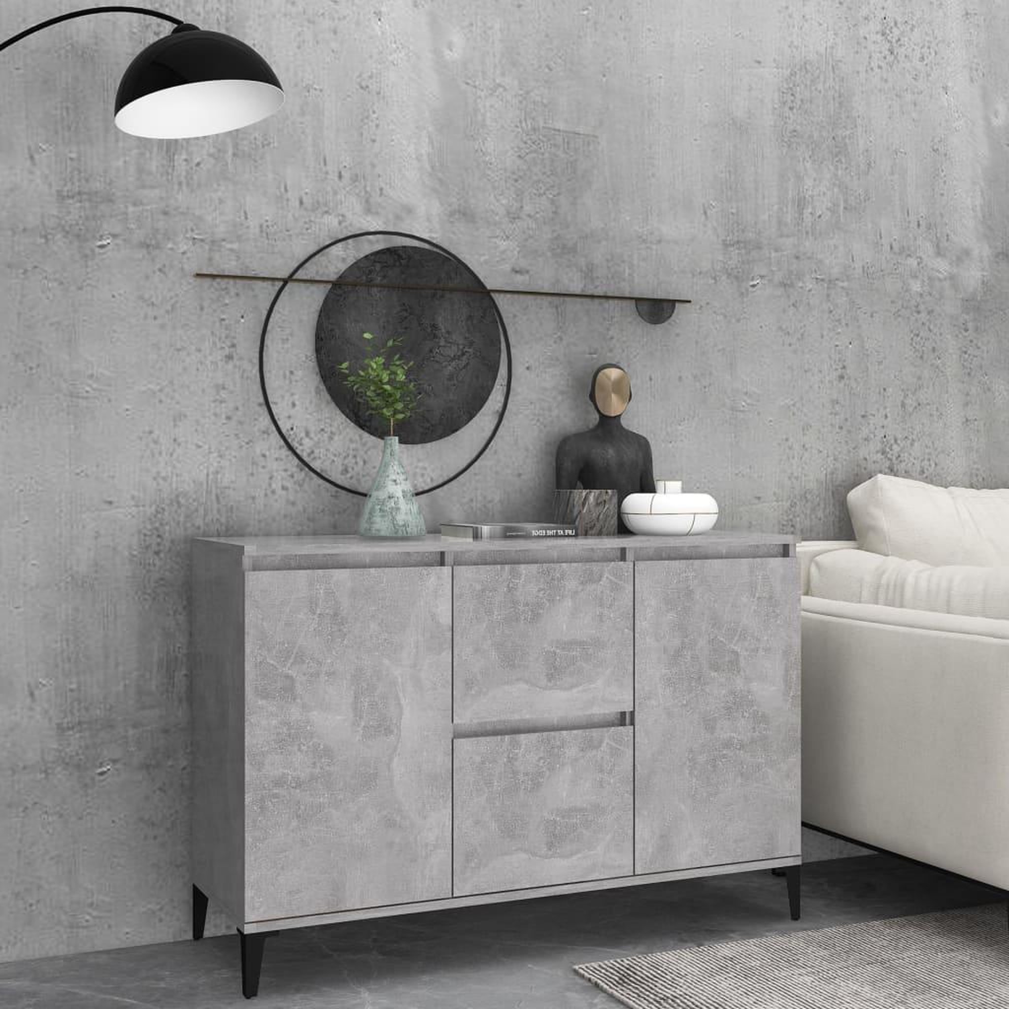 Voir la diapositive 1 : VIDAXL Buffet gris beton 104x35x70 cm bois d'ingenierie