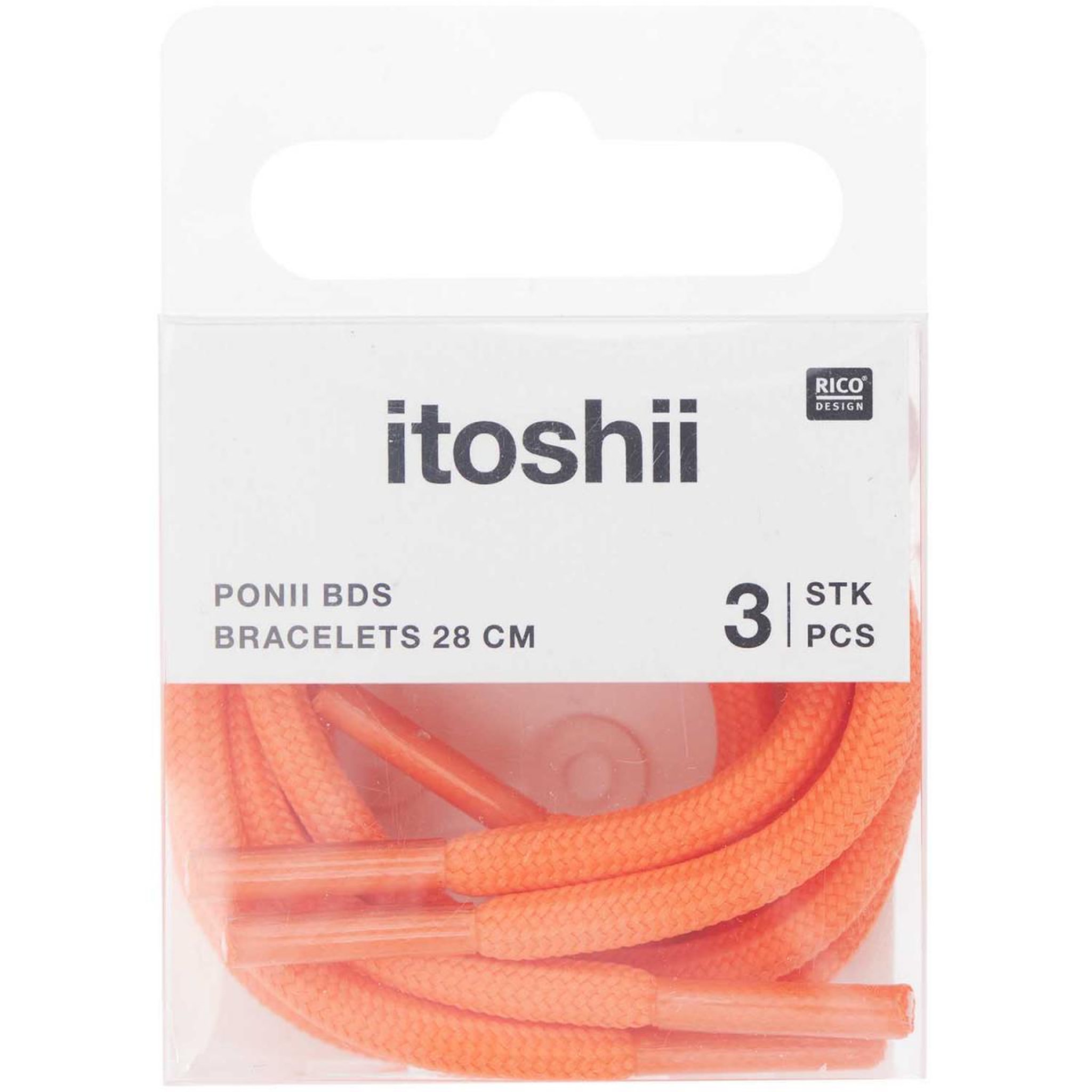 RICO DESIGN Itoshii pack 3 cordons 28cm  orange fluo
